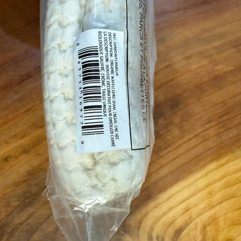 NEW Parachute Organic Waffle Pillow Euro Sham  Cream One Size Cotton Z3-20
